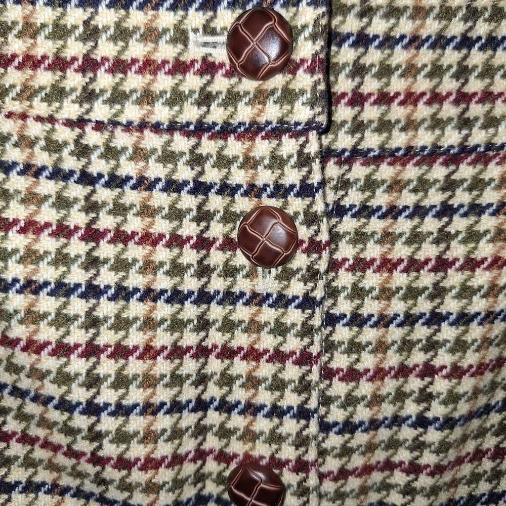 Talbots wool-blend houndstooth button front skirt - Picture 3 of 7